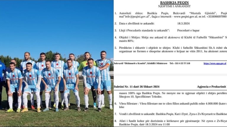 Bashkia e Peqinit nxjerr në shitje Shkumbinin për 4 milionë lekë