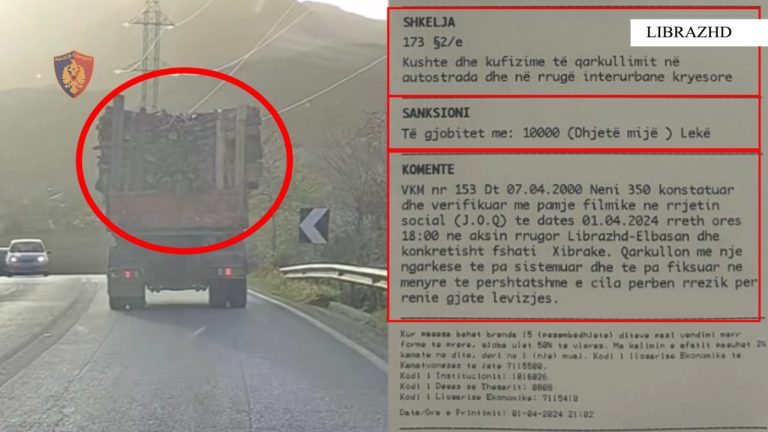 Elbasan/ Drejtonte kamionin me ngarkesë të pasiguruar, gjobitet shoferi
