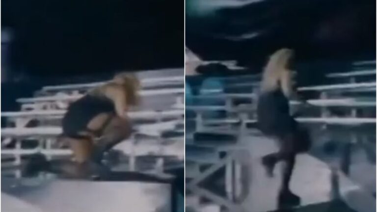 FOTO/ Iu ngatërruan këmbët teksa performonte, këngëtarja shqiptare rrëzohet në skenë