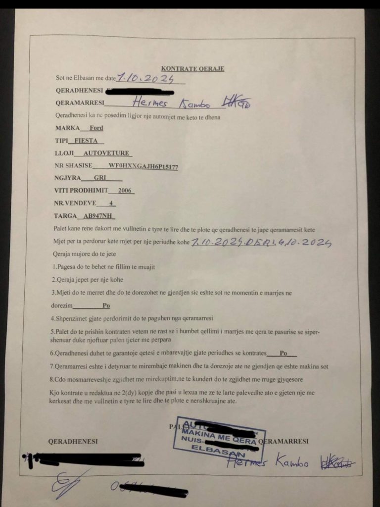 Mori makinën ne qira në Elbasan dhe nuk e ktheu më.Vijojnë kërkimet për kapjen e të riut nga Korça