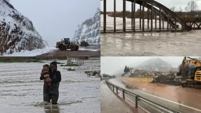 Shiu dhe dëbora ‘zaptojnë’ Shqipërinë! Regjistrohet viktima e parë në vend. Vjosa arrin në pikën kritike mbi 9 metra, përmbytje në Vlorë e Fier