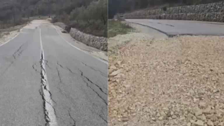 Dëmtohet rruga Vllahinë-Poçem, çahet asfalti, mjetet qarkullojnë me vështirësi